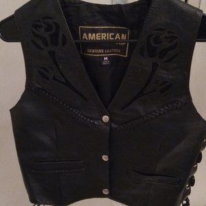American Top 100% leather biker vest womens M